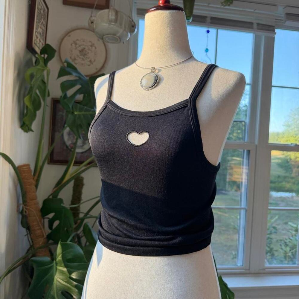 Blank Tank Top with Heart Cutout Medium